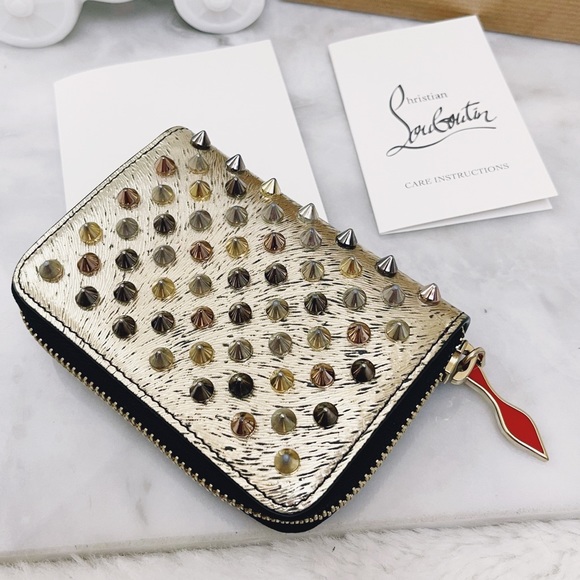 Authentic Christian Louboutin RARE Metallic Tri Toned Compact Zip Card Wallet - Picture 12 of 13